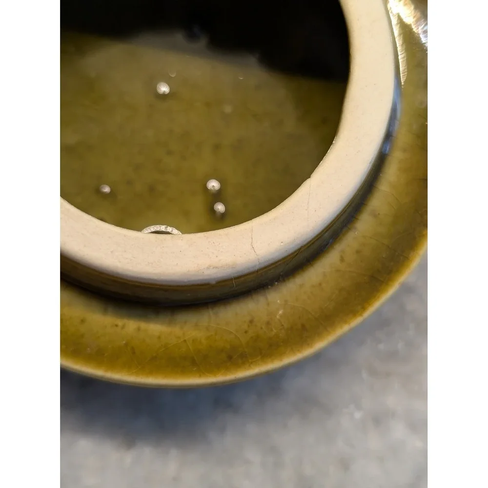 VINTAGE CERAMIC GREEN COFFEE CANISTER W/ LID